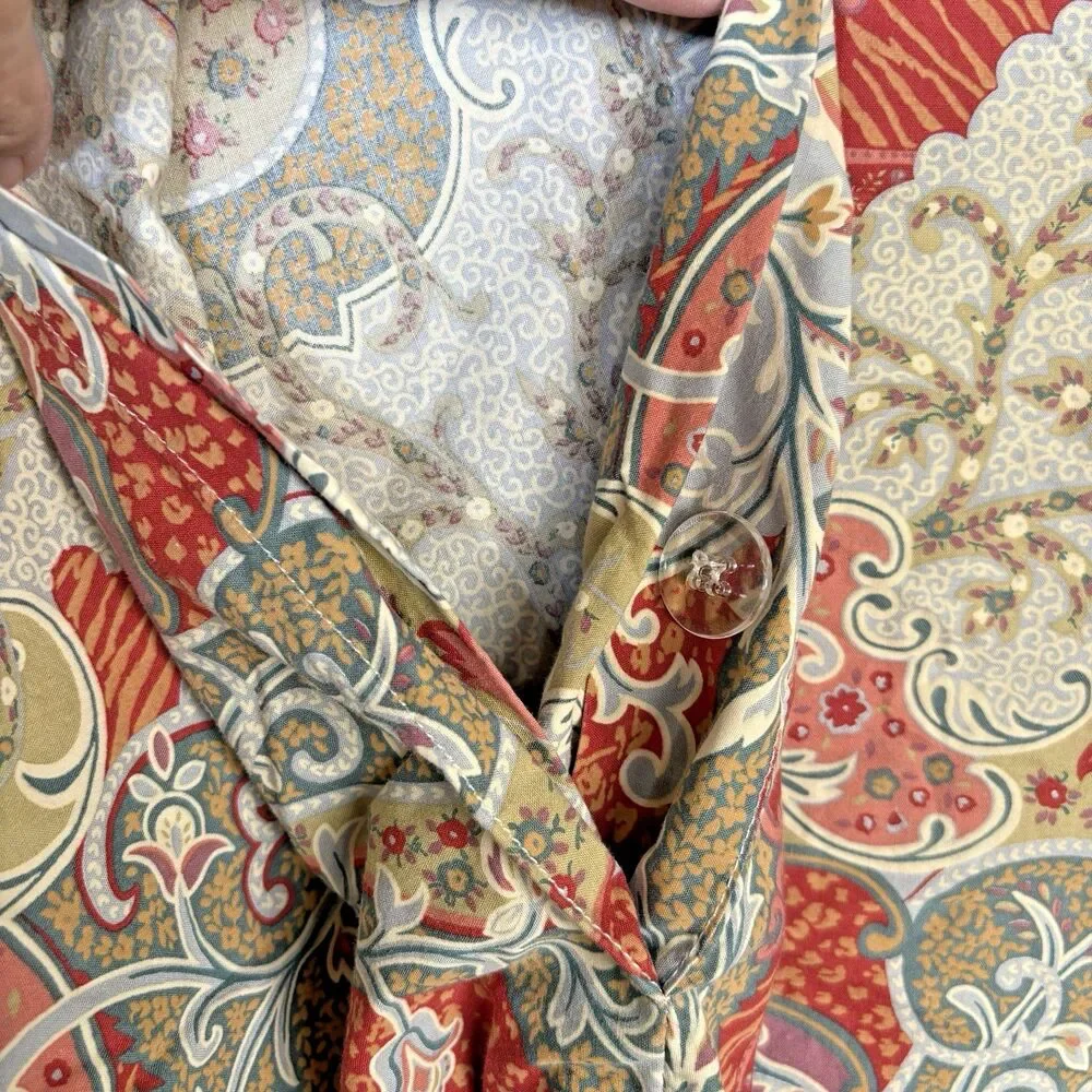 POTTERY BARN Monreal Paisley King Size Duvet Cover Cotton Button Closure Italy